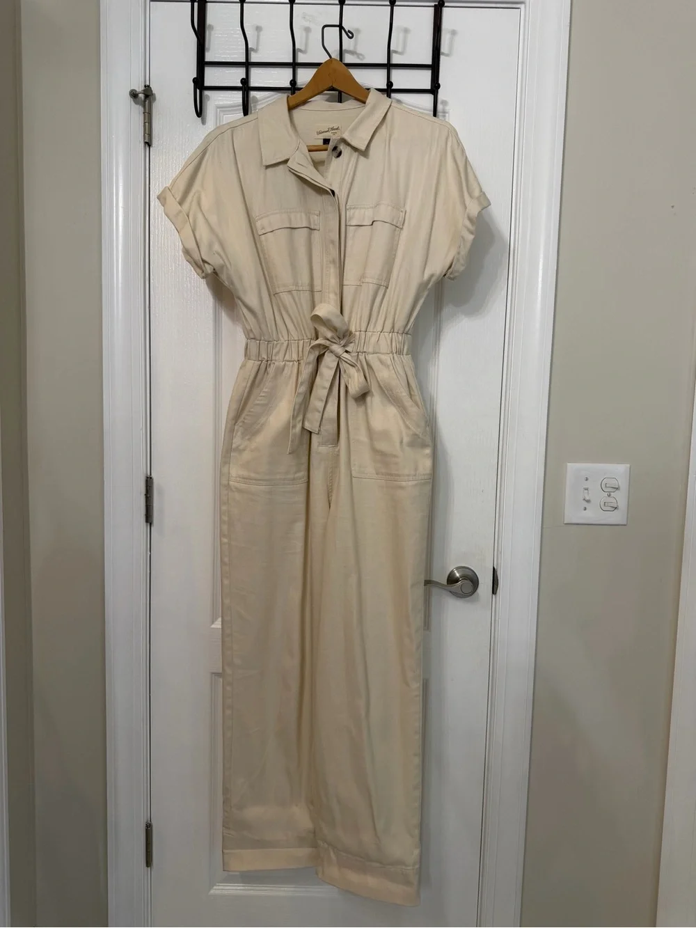 Universal Thread Cream Utility Jumpsuit with Tie Waist